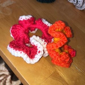 hand crocheted hair scrunchies